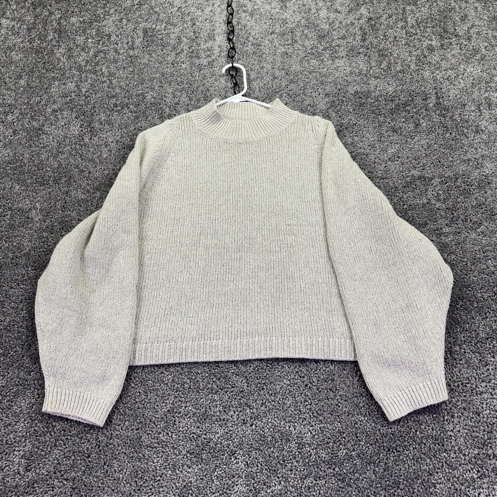 Old Navy Sweater Womens Large Beige Mock Neck Raglan Knit Pullover Casual Cozy